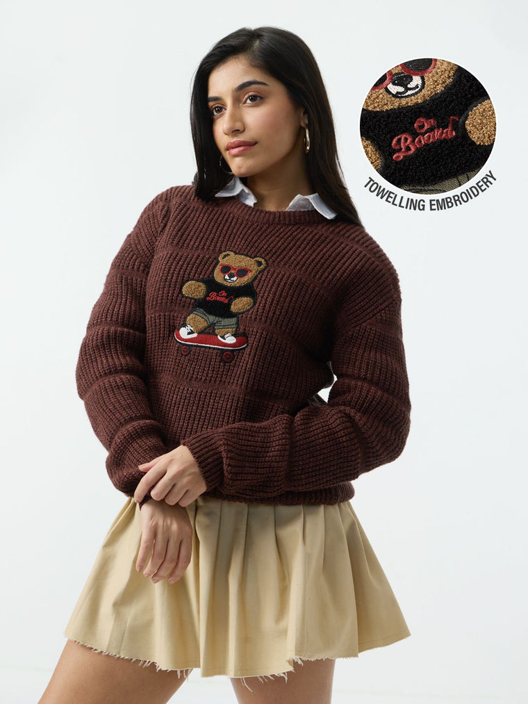 TSS Originals: Skater Bear Women Oversized Sweaters