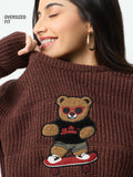 TSS Originals: Skater Bear Women Oversized Sweaters