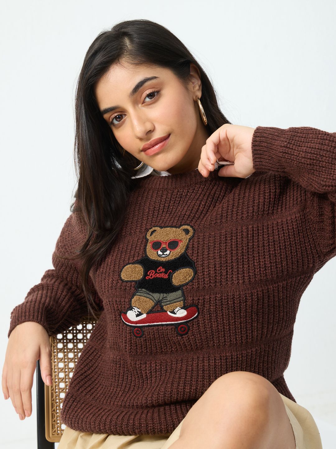 TSS Originals: Skater Bear Women Oversized Sweaters