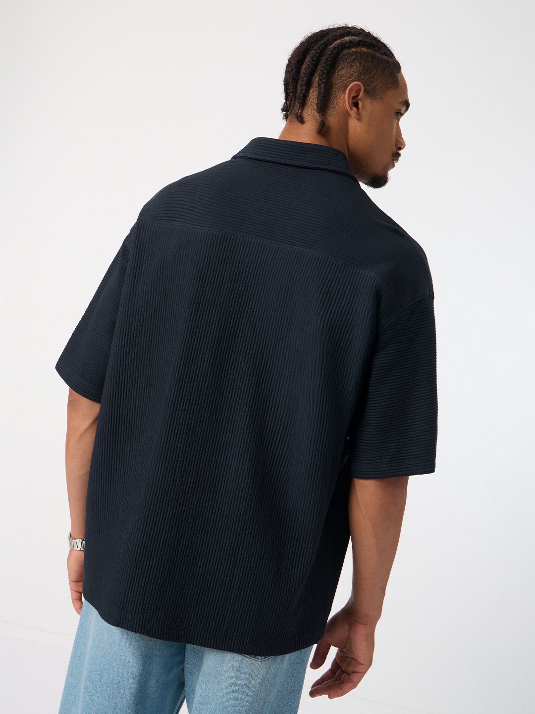 Textured Shirt: Blue Iris Oversized Shirts