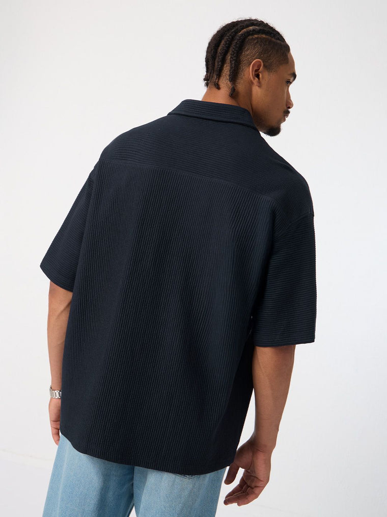 Textured Shirt: Blue Iris Oversized Shirts