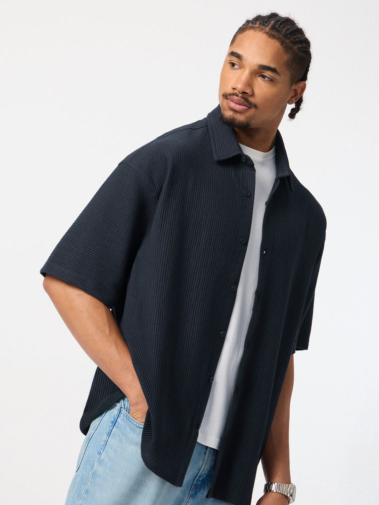 Textured Shirt: Blue Iris Oversized Shirts