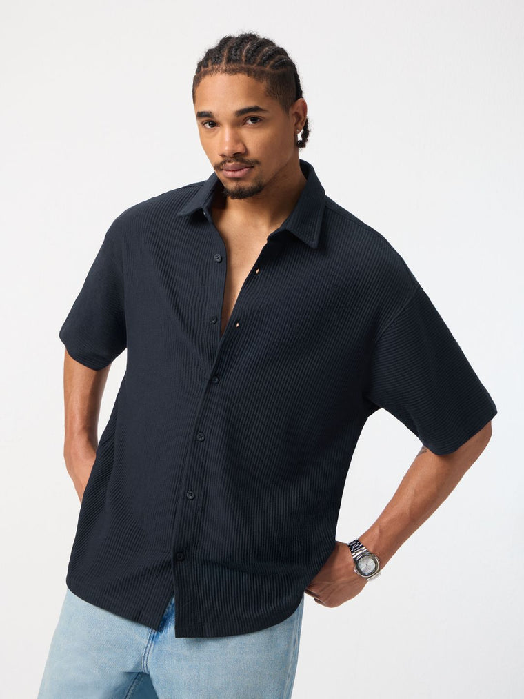 Textured Shirt: Blue Iris Oversized Shirts