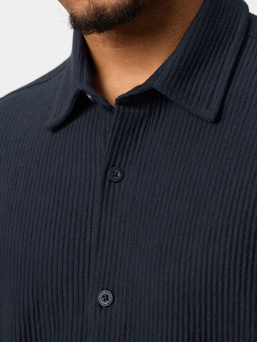 Textured Shirt: Blue Iris Oversized Shirts
