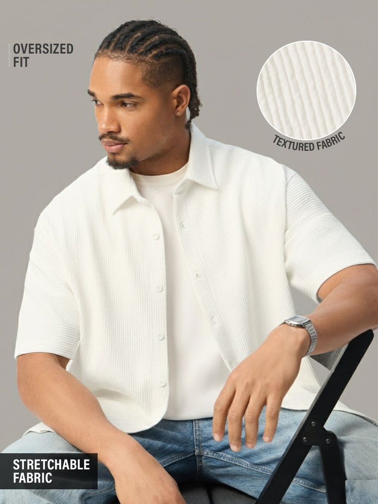 Textured Shirt: Eggshell Oversized Shirts