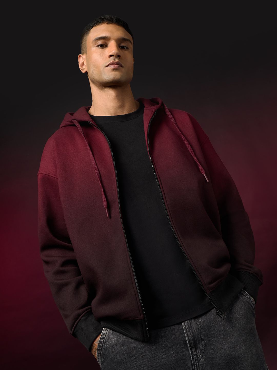 TSS Originals: Crimson Ombre Men Oversized Hoodies