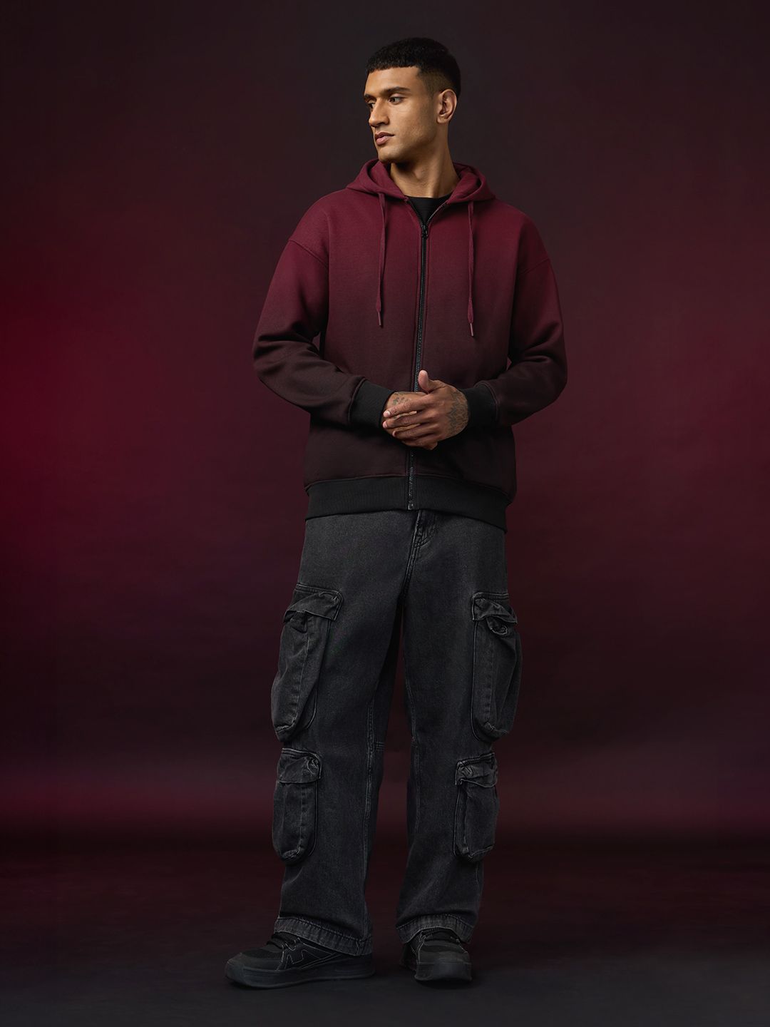 TSS Originals: Crimson Ombre Men Oversized Hoodies
