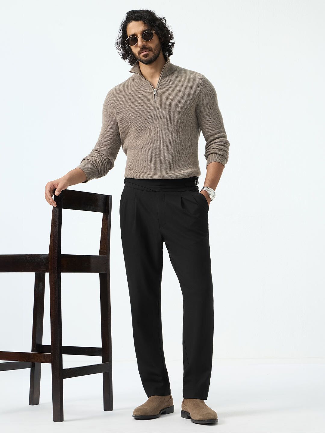 Gurkha Pants: Jet Black Men Super Flex Pants
