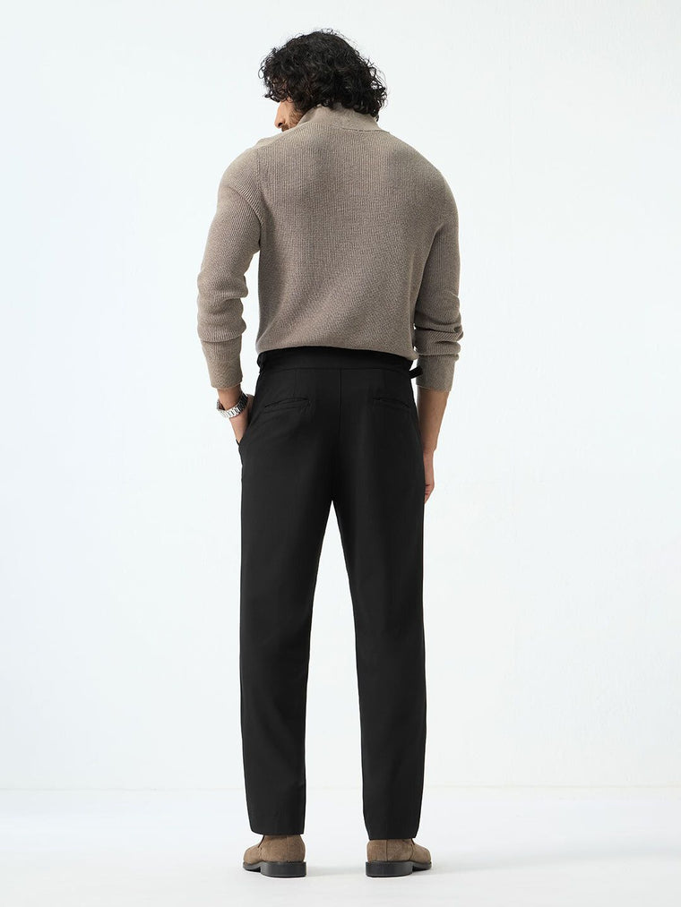 Gurkha Pants: Jet Black Men Super Flex Pants
