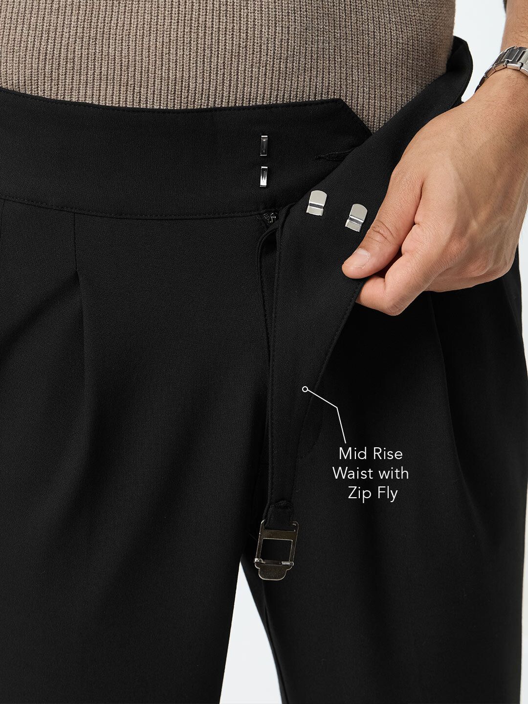 Gurkha Pants: Jet Black Men Super Flex Pants