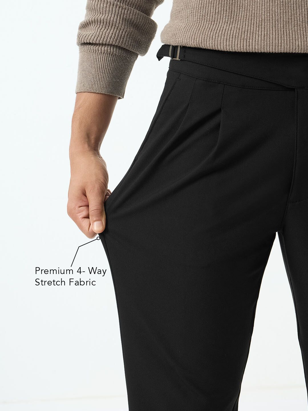 Gurkha Pants: Jet Black Men Super Flex Pants