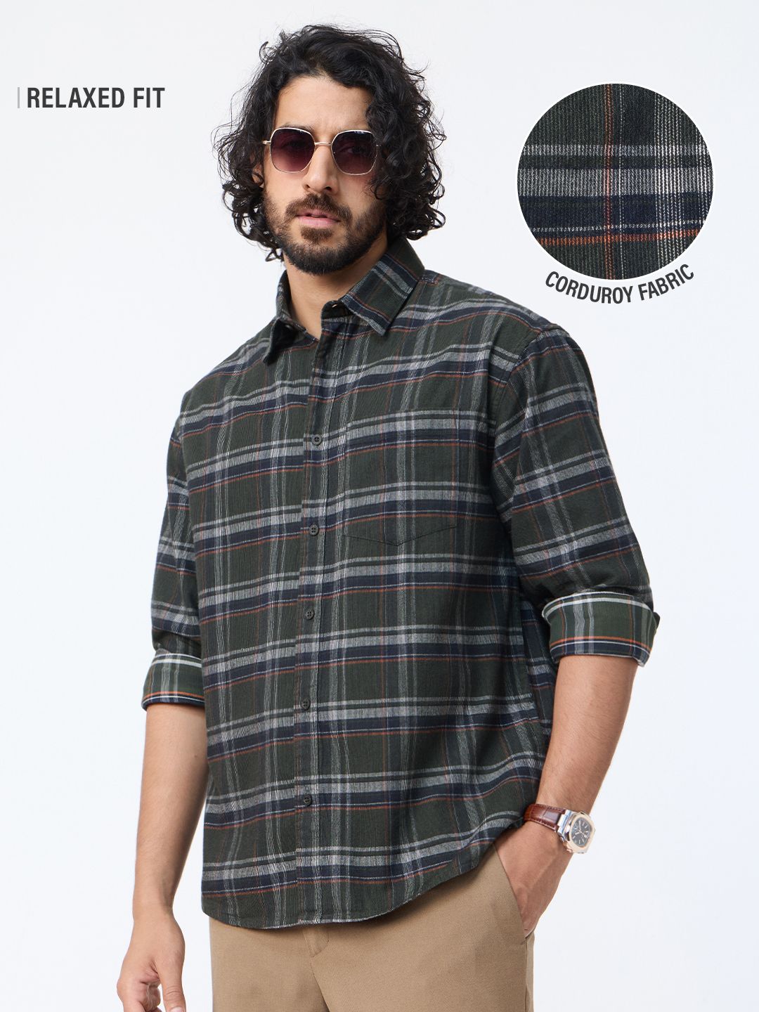 Corduroy Shirt: Deep Forest Men Relaxed Shirts