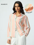 Striped Shirt: Lagoon Women Relaxed Shirts