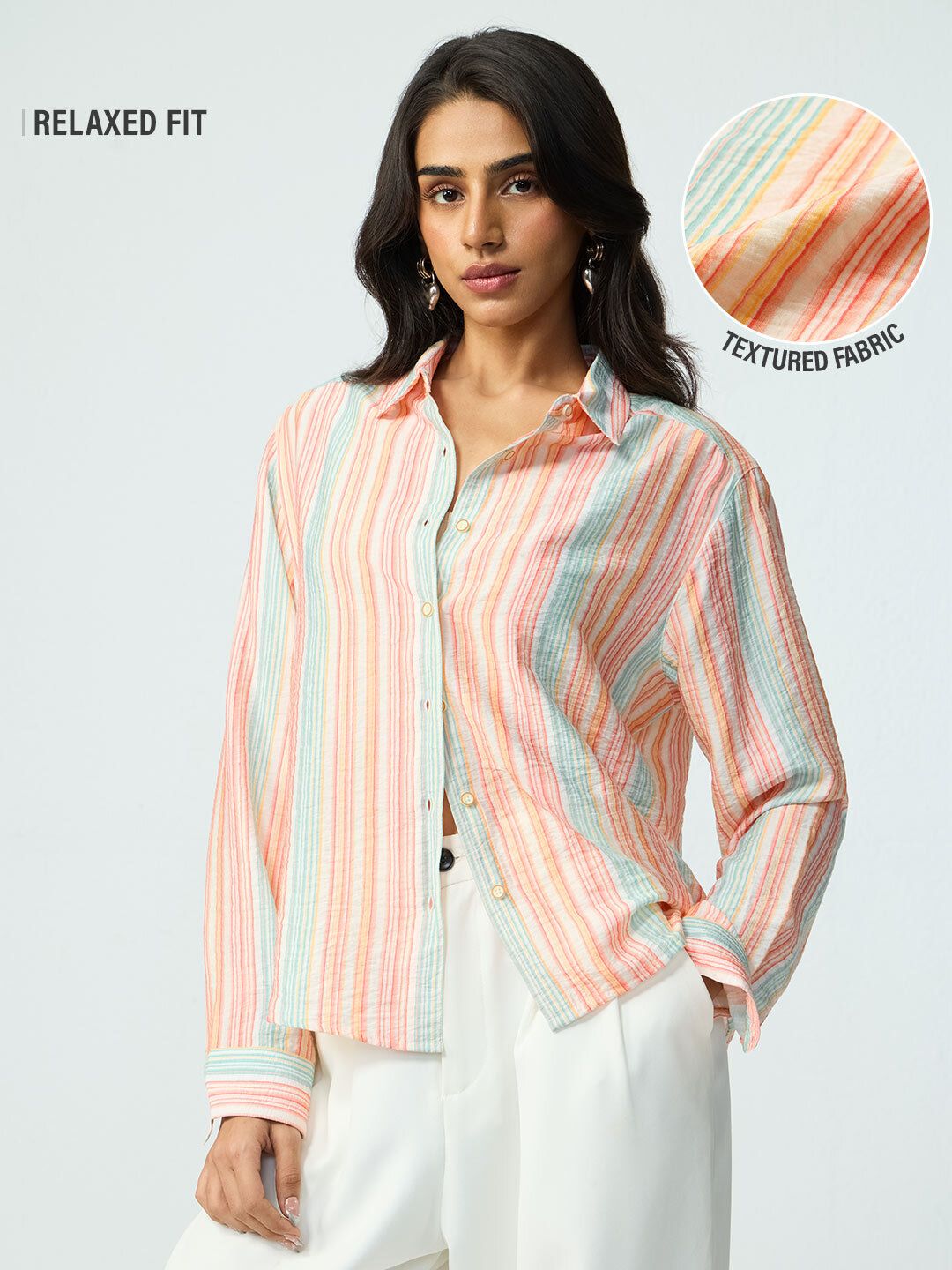 Striped Shirt: Lagoon Women Relaxed Shirts