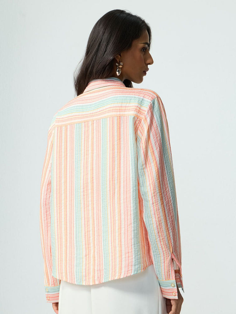 Striped Shirt: Lagoon Women Relaxed Shirts