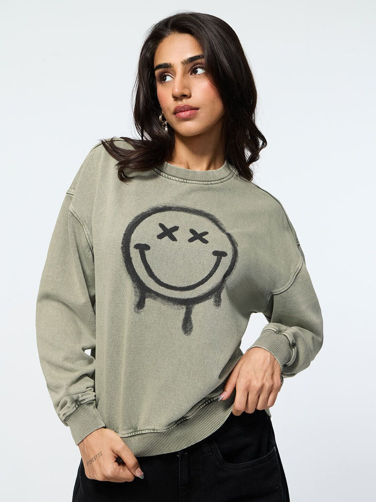S.W.SMILEY: Graffiti Women Oversized Sweatshirts