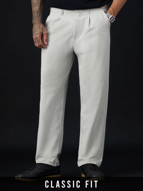 Pleated Pants: Ivory Men Super Flex Pants