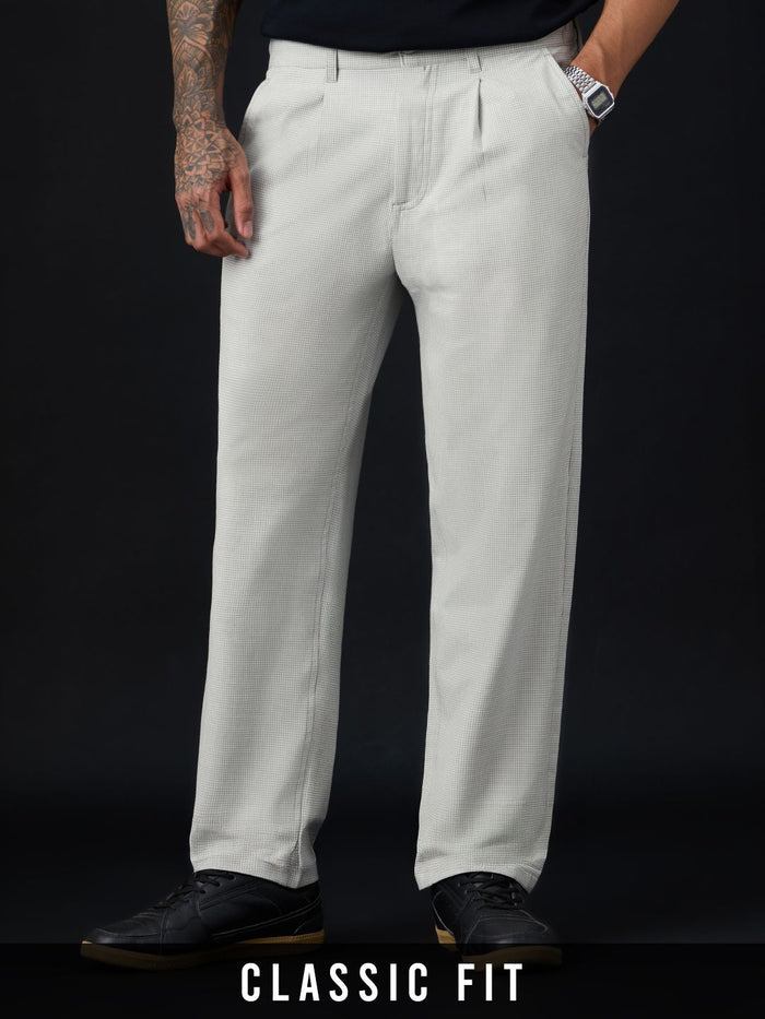 Pleated Pants: Ivory Men Super Flex Pants