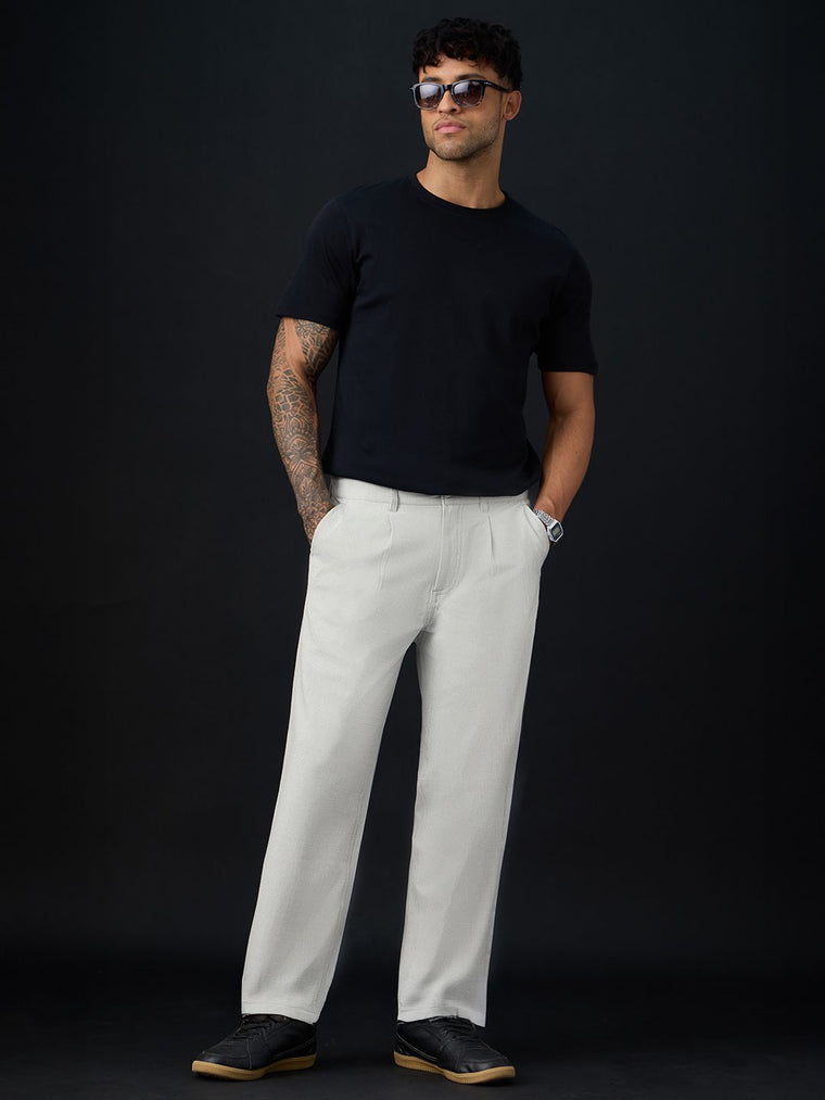 Pleated Pants: Ivory Men Super Flex Pants