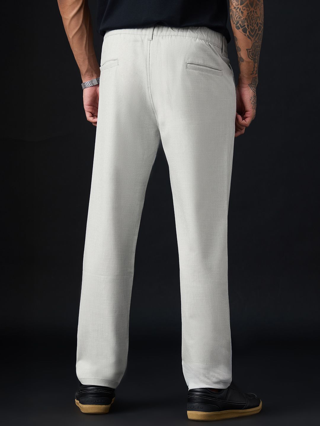 Pleated Pants: Ivory Men Super Flex Pants