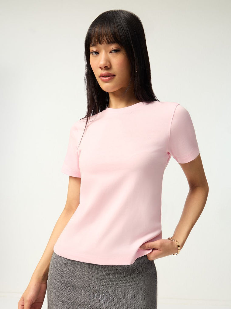 Regular Solids: Blush Women Regular T-Shirts