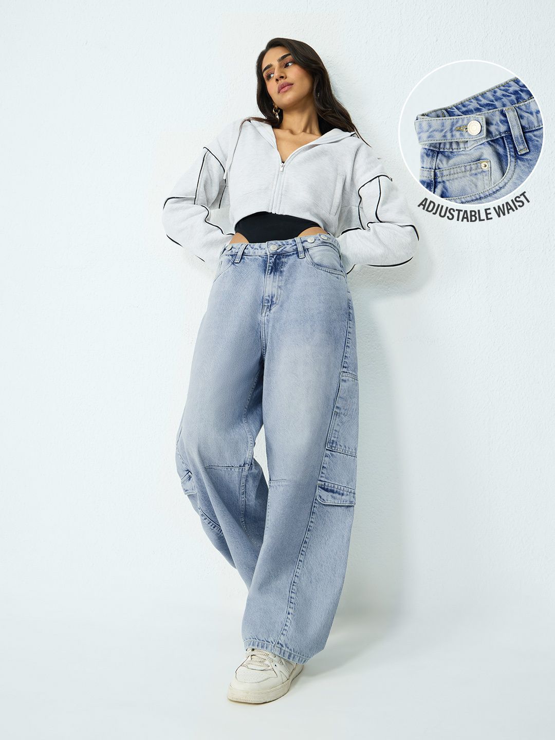 Barrel-Fit Denim: Celeste Blue Women Barrel Denims