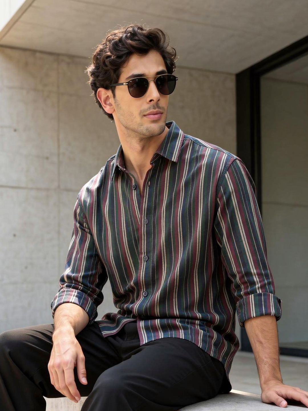 Striped Shirt: Amazonia Men Relaxed Shirts