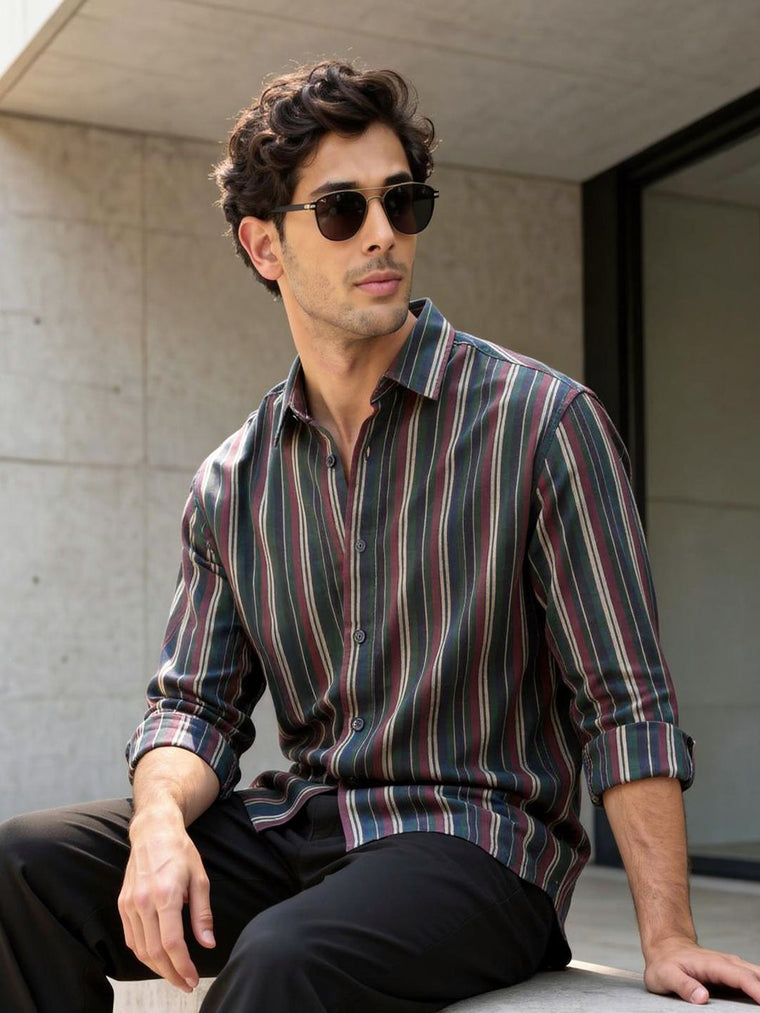Striped Shirt: Amazonia Men Relaxed Shirts