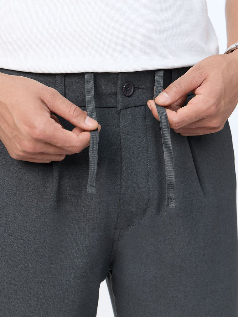Straight Pleated Pants: Anchor Grey Men Super Flex Pants
