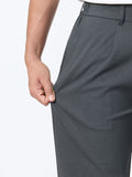 Straight Pleated Pants: Anchor Grey Men Super Flex Pants