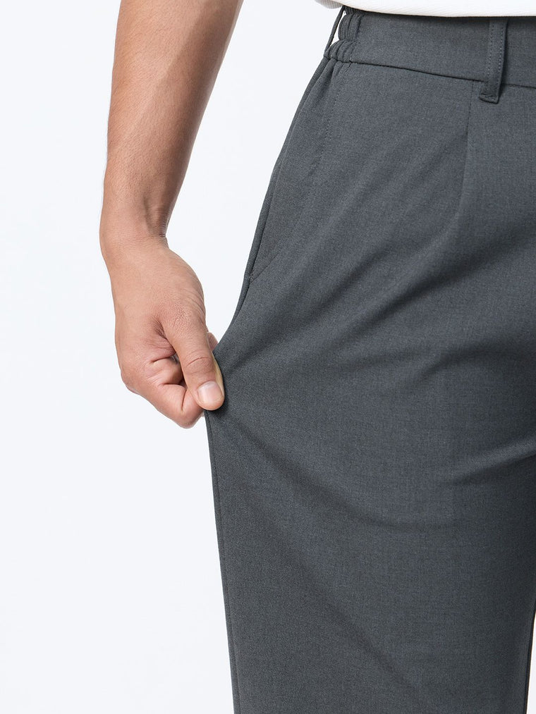 Straight Pleated Pants: Anchor Grey Men Super Flex Pants
