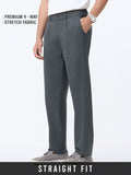 Straight Pleated Pants: Anchor Grey Men Super Flex Pants