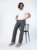Straight Pleated Pants: Anchor Grey Men Super Flex Pants