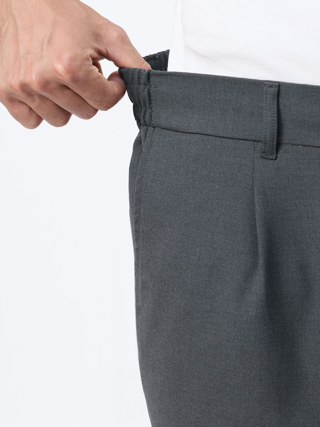Straight Pleated Pants: Anchor Grey Men Super Flex Pants