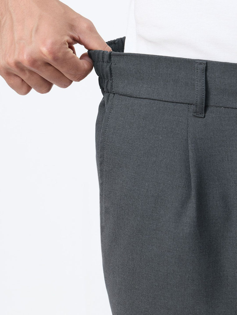 Straight Pleated Pants: Anchor Grey Men Super Flex Pants