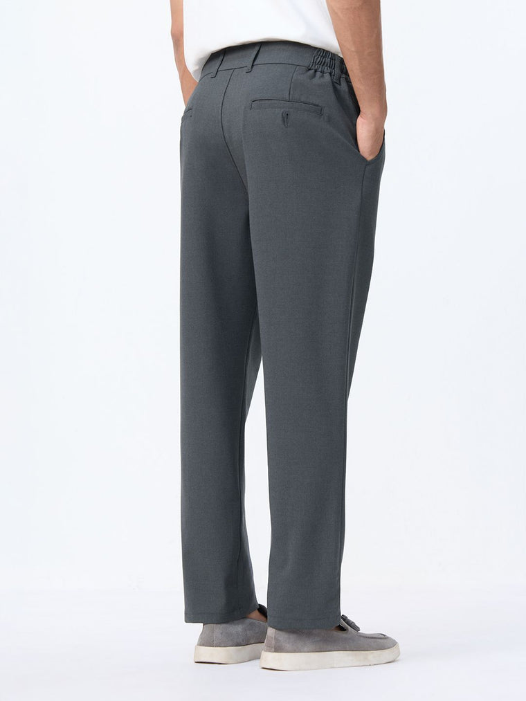 Straight Pleated Pants: Anchor Grey Men Super Flex Pants
