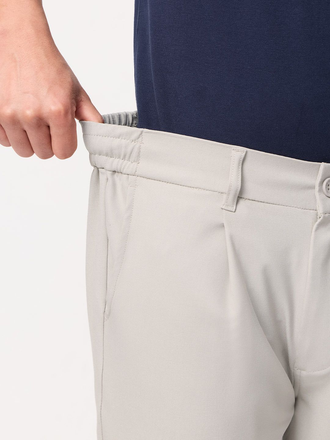 Straight Pleated Pants: Cloud White Men Super Flex Pants