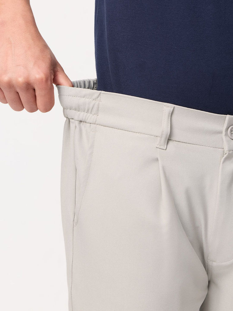 Straight Pleated Pants: Cloud White Men Super Flex Pants