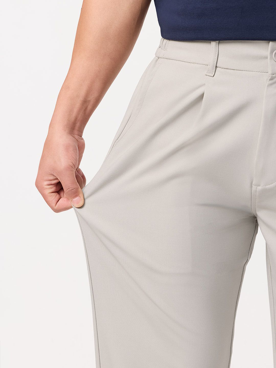 Straight Pleated Pants: Cloud White Men Super Flex Pants