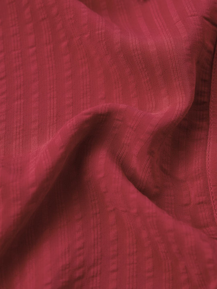 Side Rouching Shirt: Red Women Fitted Shirts