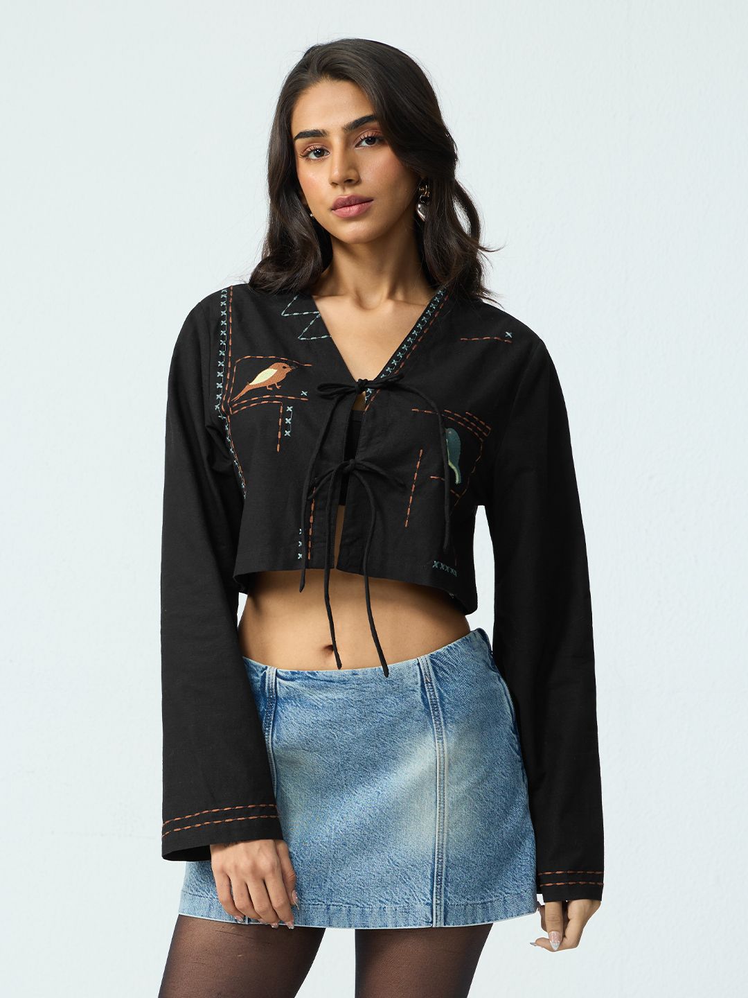 Cotton Linen: Birdwatch Women Fashion Tops