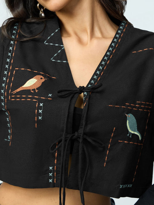 Cotton Linen: Birdwatch Women Fashion Tops