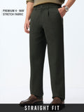 Straight Pleated Pants: Midnight Green Men Super Flex Pants