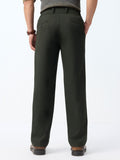 Straight Pleated Pants: Midnight Green Men Super Flex Pants