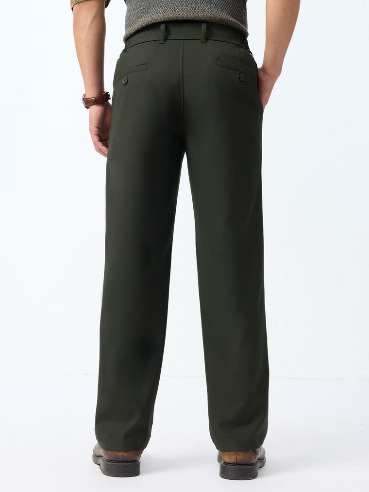 Straight Pleated Pants: Midnight Green Men Super Flex Pants