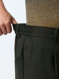 Straight Pleated Pants: Midnight Green Men Super Flex Pants