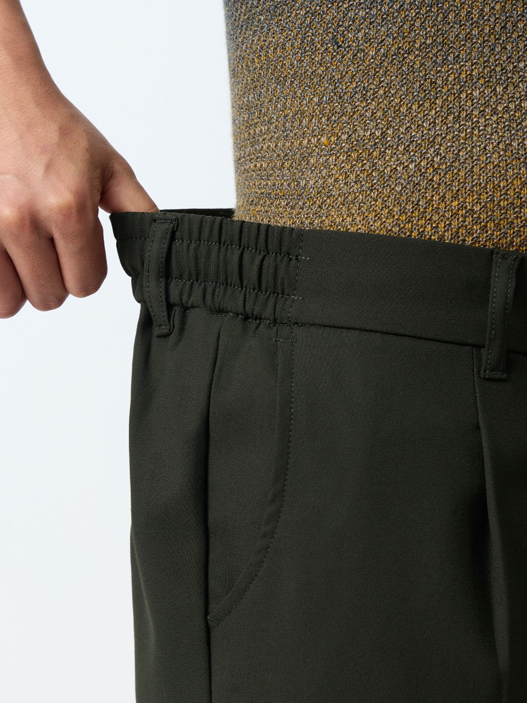 Straight Pleated Pants: Midnight Green Men Super Flex Pants
