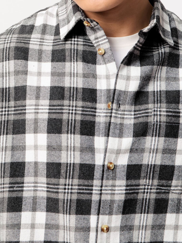 Plaid Shirt: Grey Grid Men Relaxed Shirts