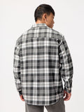 Plaid Shirt: Grey Grid Men Relaxed Shirts