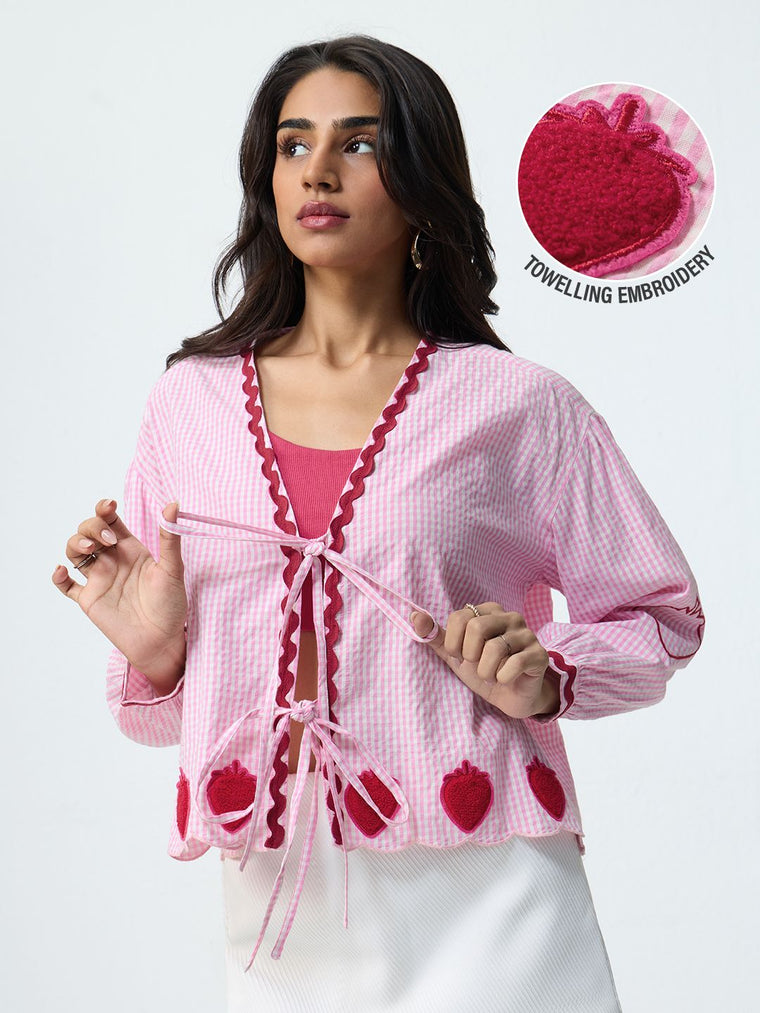 Plaid Shirt: Berry Women Oversized Shirts